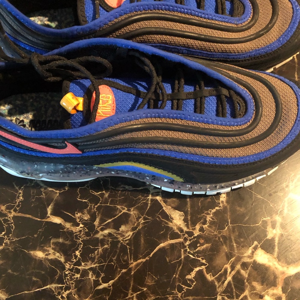 Nike Blue and Black Air Max 97 Sneakers with Wave Design